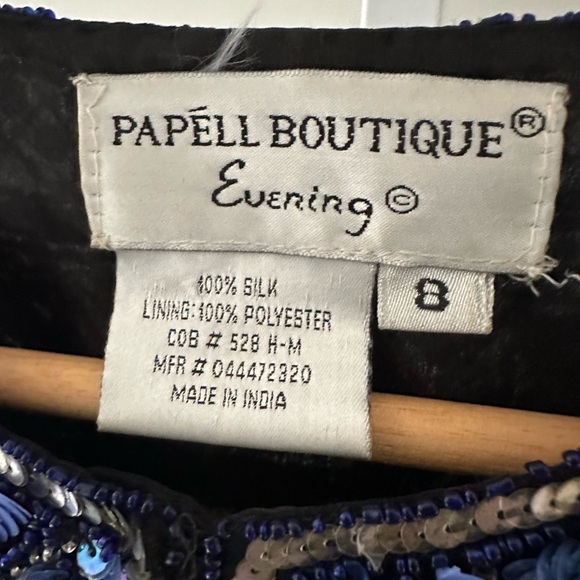 Vintage Papell Heavily Beaded Blue Jacket Geometric Sequin Formal Jacket Size 8 - Picture 10 of 14